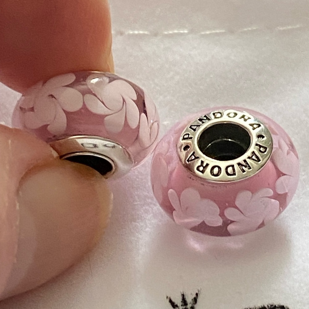 Preowned Pandora Pink on Pink Field of Flowers